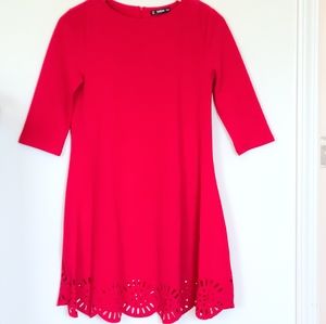 SHEIN Red scalloped trim dress